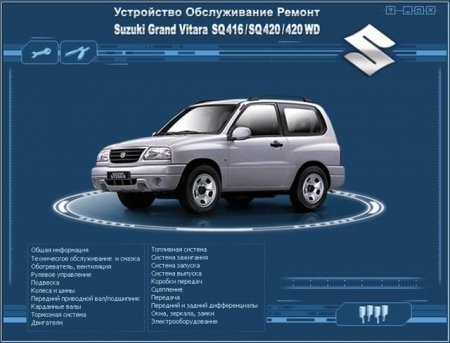 Руководство по ремонту и обслуживанию автомобиля Suzuki Grand Vitara SQ416/SQ420/420 WD